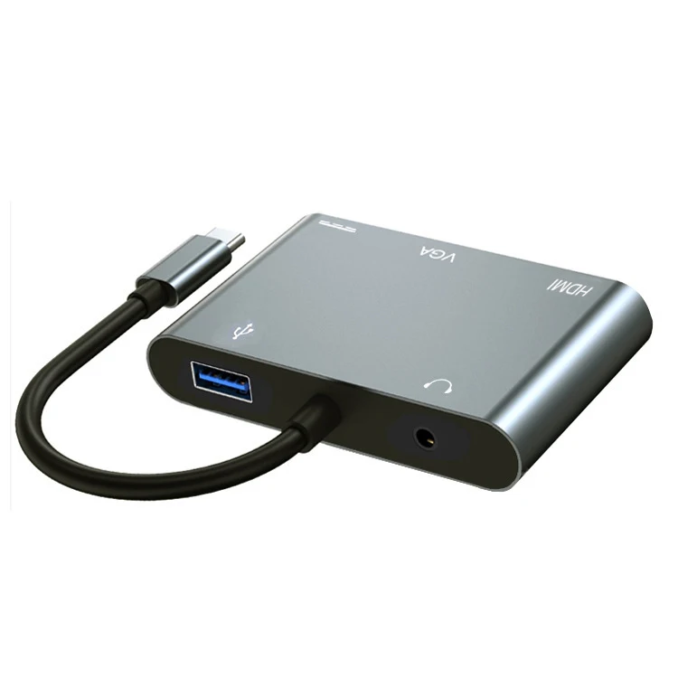 

Type-C to HDMI/VGA/PD 5in1 docking station USB3.1 HUB hub HD docking station mobile phone keyboard mouse Udisk mobile hard drive