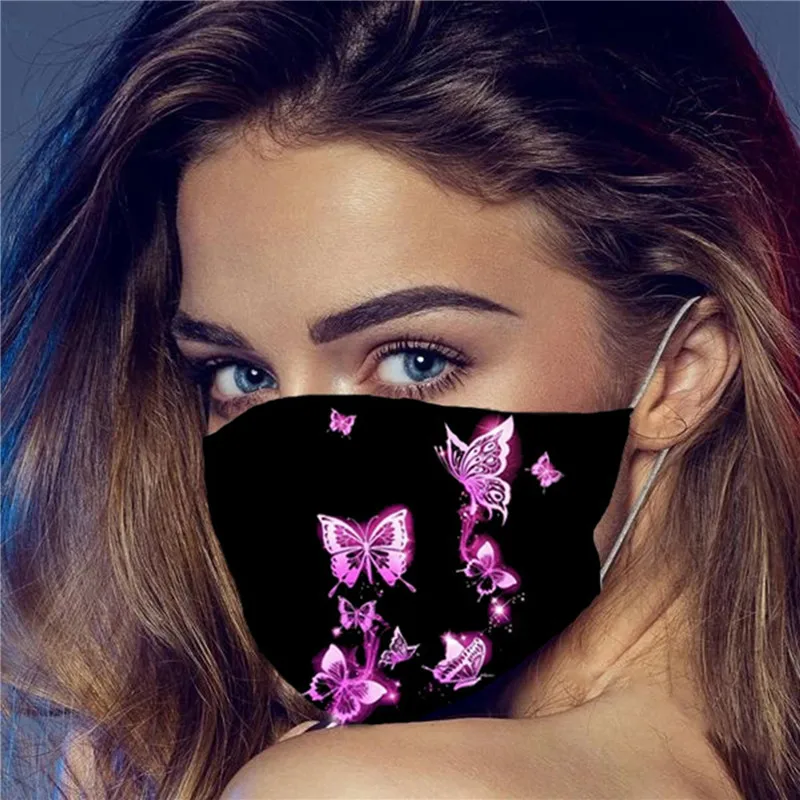 

1Pc Fashionable Mouth Masks Anti Dust Face Mask Butterfly Print Earloop Washable Reusable Mascarilla For Women Man