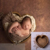 baby photography props wooden heart shape box newborn infants photo posing prop