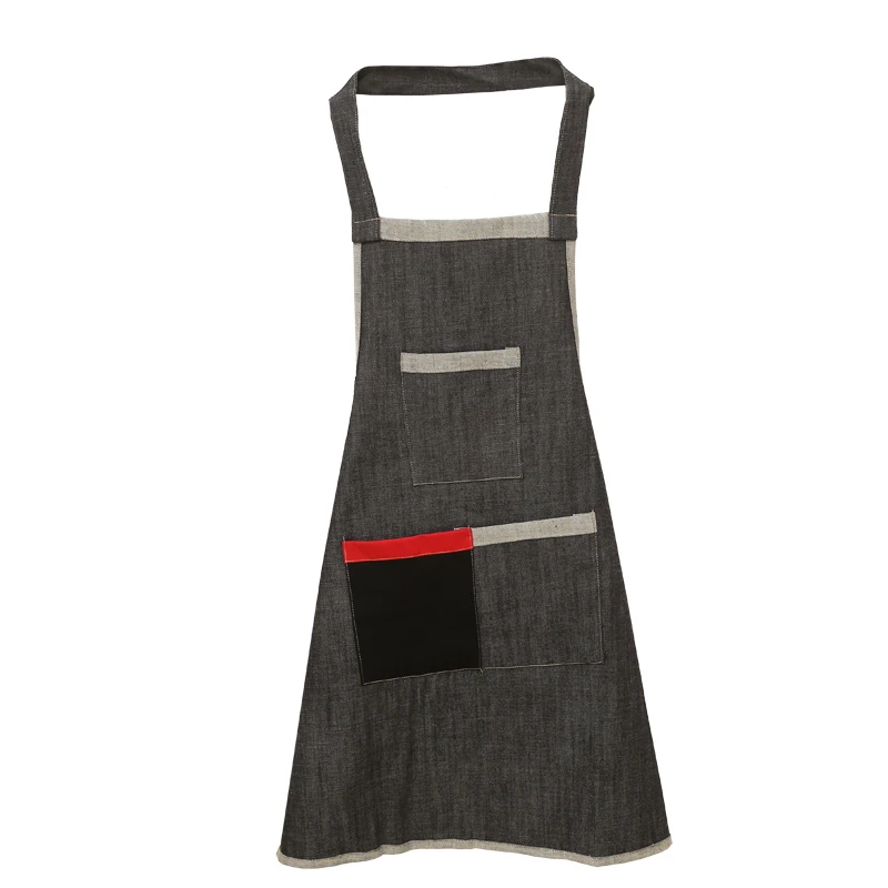

Simple denim canvas apron wear-resistant and durable warehouse anti-fouling housework cleaning thickened pocket waist