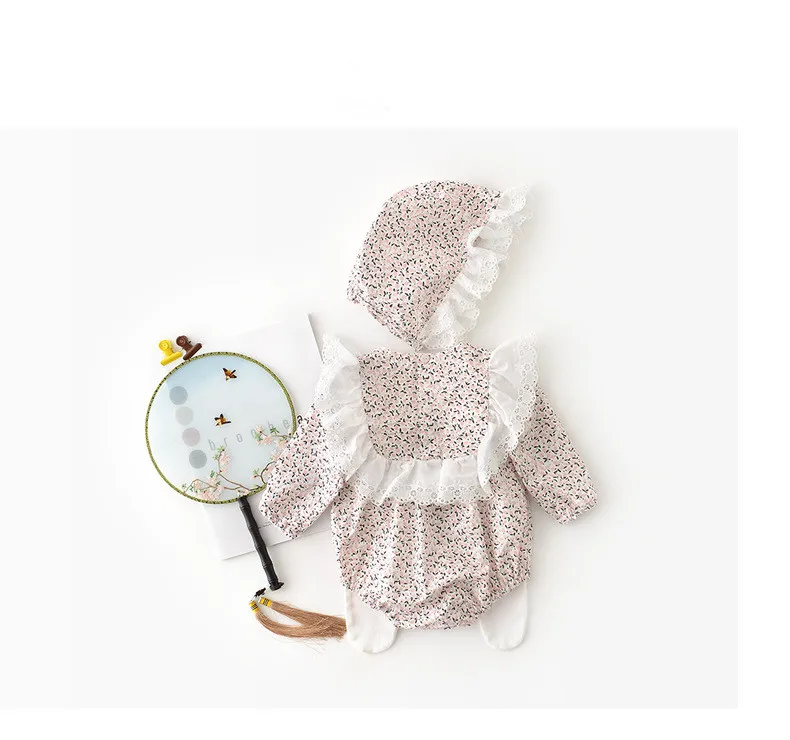 Осень 2020 Детские боди с длинным рукавом и цветочным принтом для маленьких