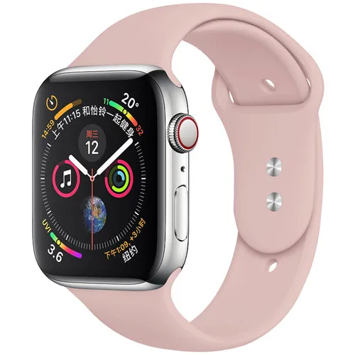pink sand 8 Спортивный ремешок для Apple Watch ремешок 44 мм 40 4 3 iwatch ремешок 42 мм 38 мм силиконовый pulseira ремешок для часов Браслет Apple watch 5 ремешок 44 мм - Цвет ремешка: pink sand 8