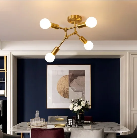 Минималистичный медный потолочный светильник в стиле пост-модерн