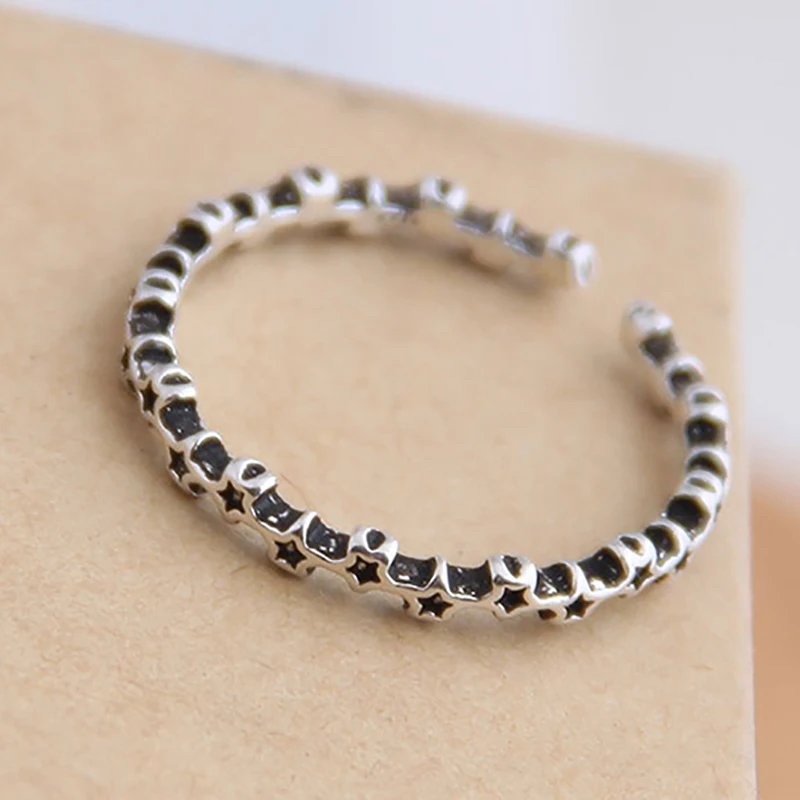 ZHINI Punk Fashion Style Antique Retro Male Jewelry Boho Gothic Black Star Ring Female Statement Wholesale anillos 2020 | Украшения и