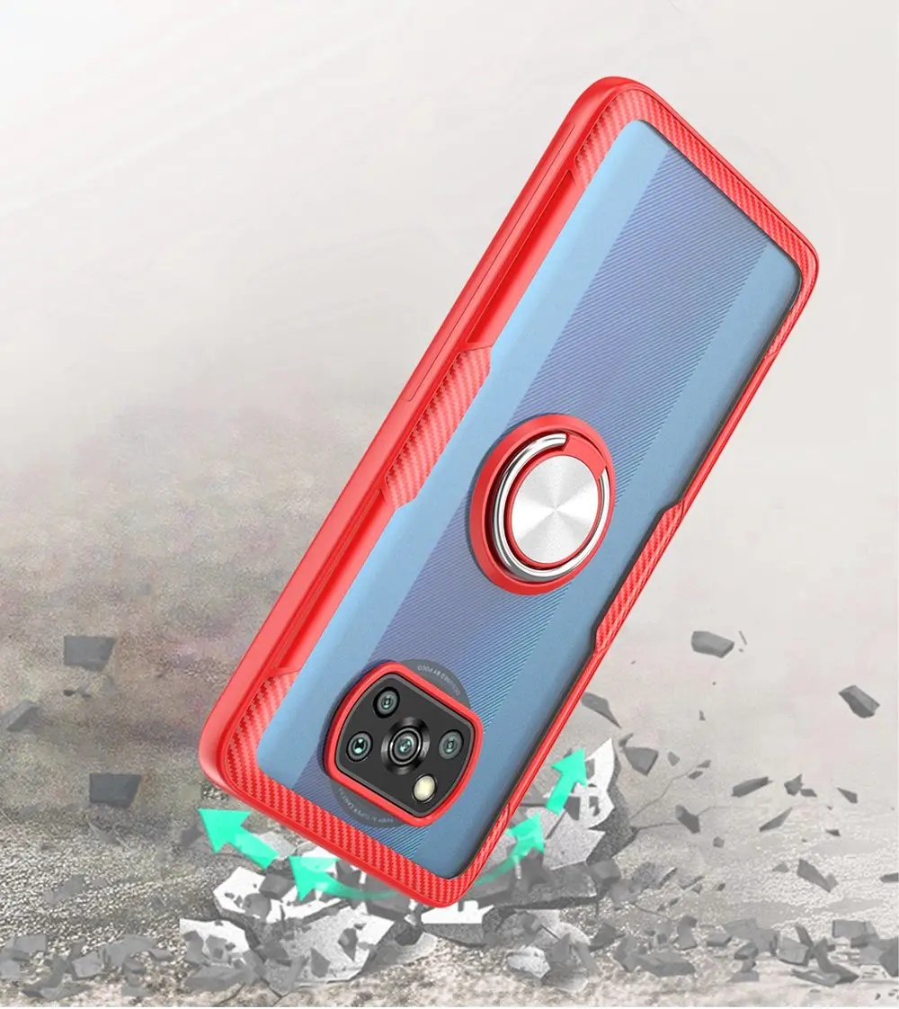 Clear Acrylic Case For Poco X3 Pro NFC M3 Cover Ring Hard Case For Xiaomi POCO X3Pro X3NFC POCOX3 POCOM3 M3 Case
