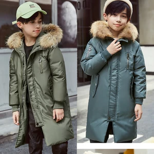 Куртка детская зимняя на утином пуху, с капюшоном, для мальчиков, для мороза до-30 градусов