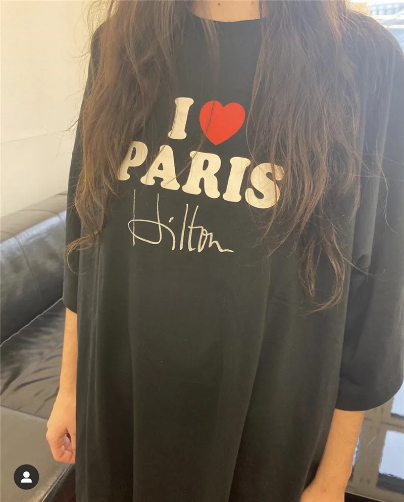 Футболка Мужская/женская оверсайз тенниска с надписью ts I Love Paris в стиле хип хоп
