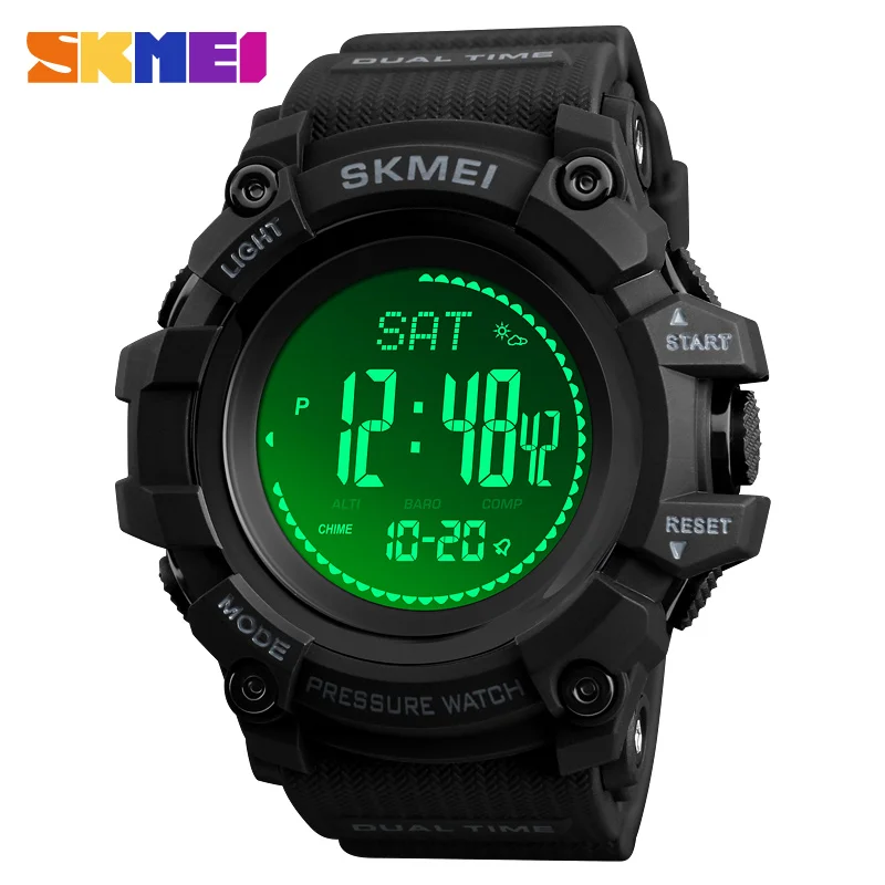 SKMEI Brand Mens Sports Watches Hours Pedometer Calories Digital Watch Altimeter Barometer Compass Thermometer Weather Men Watch images - 6
