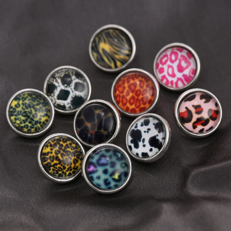 10 шт./лот круглые стеклянные украшения 12 мм с изображением зебры и леопарда