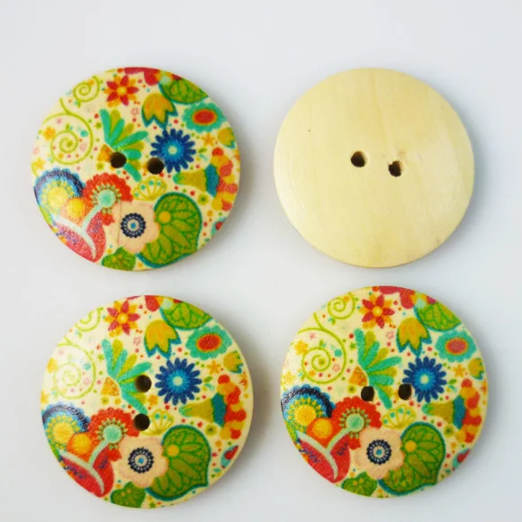 30 шт. Цветочные Разноцветные деревянные пуговицы 18 мм пальто ботинки швейная