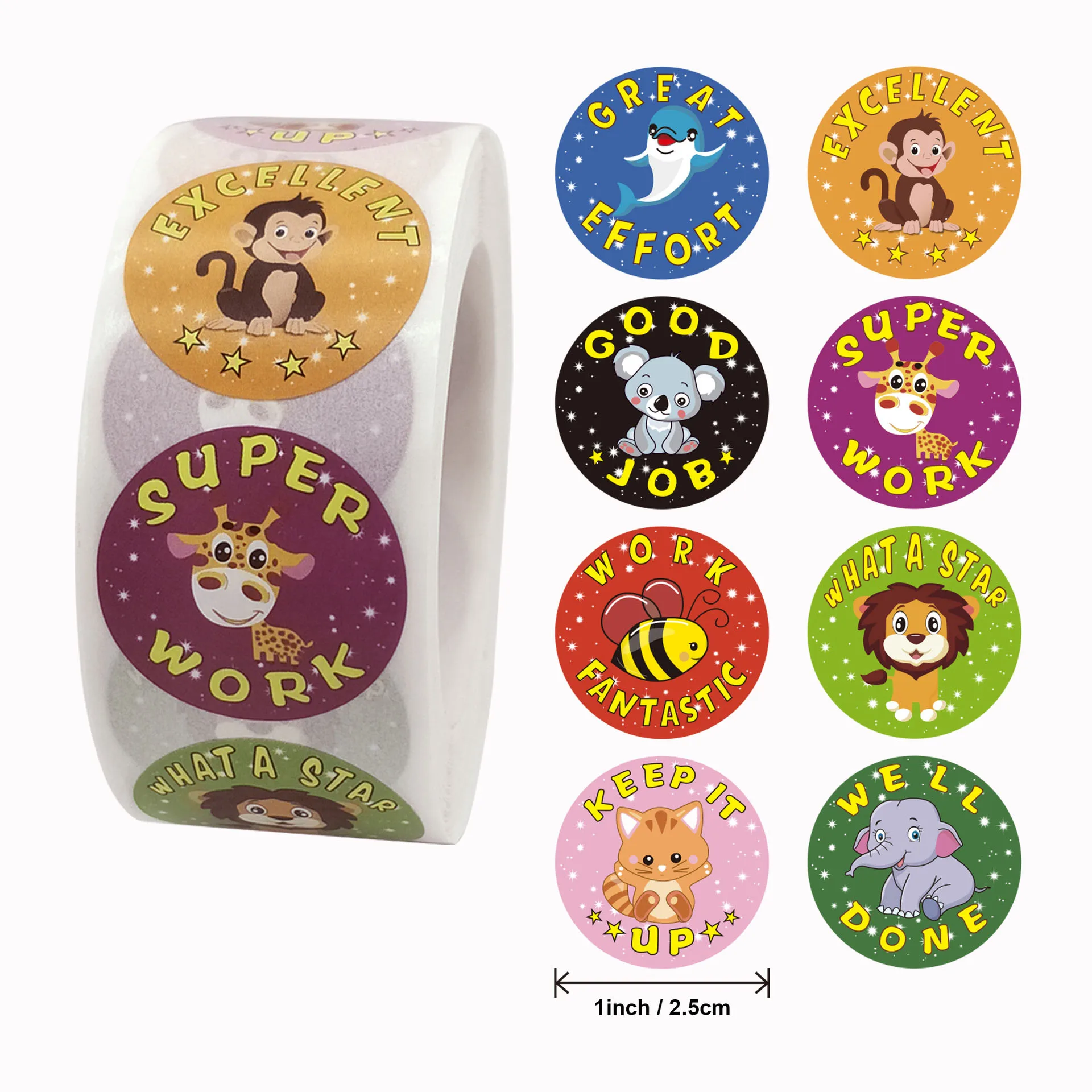 

Qiduo 500pcs Spanish Reward Stickers Encouragement Sticker Roll For Kids Motivational Stickers With Cute Animals For Students