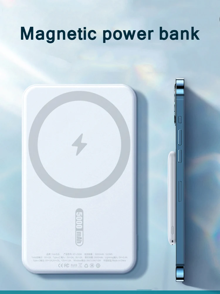 for iphone 13 12 13pro 12pro max mini powerbank new 5000mah portable magnetic wireless power bank mobile phone external battery free global shipping