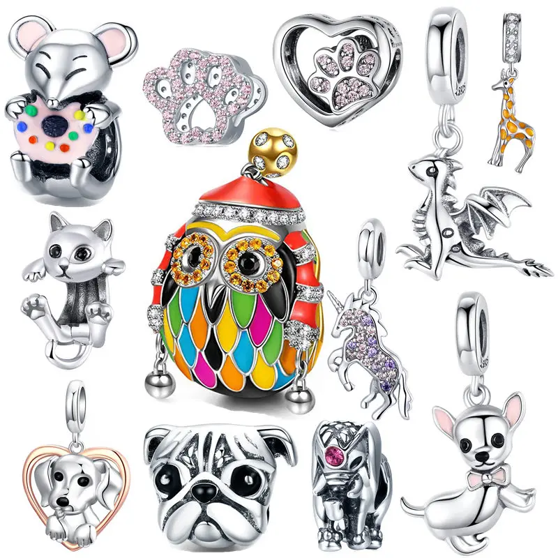 Подходит для европейского панского браслета настоящее 925 пробы серебро милая