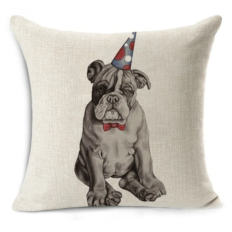 Милый Чехол на подушку Boston Terrier Perro для собак смешное животное льняной диван