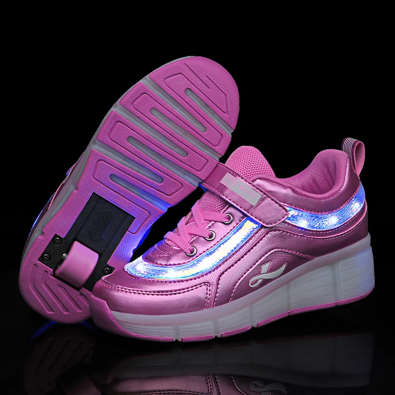 Новые детские светящиеся кроссовки Heelys, детская обувь для роликовых коньков, детские туфли со светодиодной подсветкой, кроссовки для мальчиков и девочек с колесами
