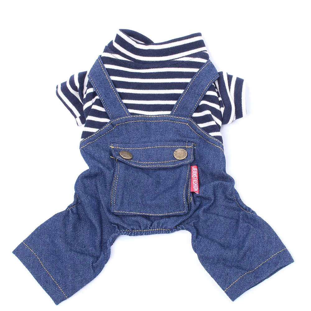 Striped Dog Cat Jumpsuit Hoodie with Big Pocket Pet Puppy T-Shirt Coat Autumn Clothes Apparel | Дом и сад