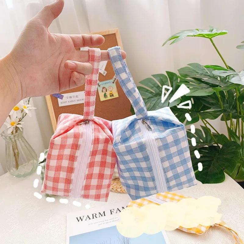 

Fashion Plaid Square Mini Coin Purse Candy Color Japan Korea Lipsticks Makeup Cosmetics Bag Mini Storage Pouch For Girls