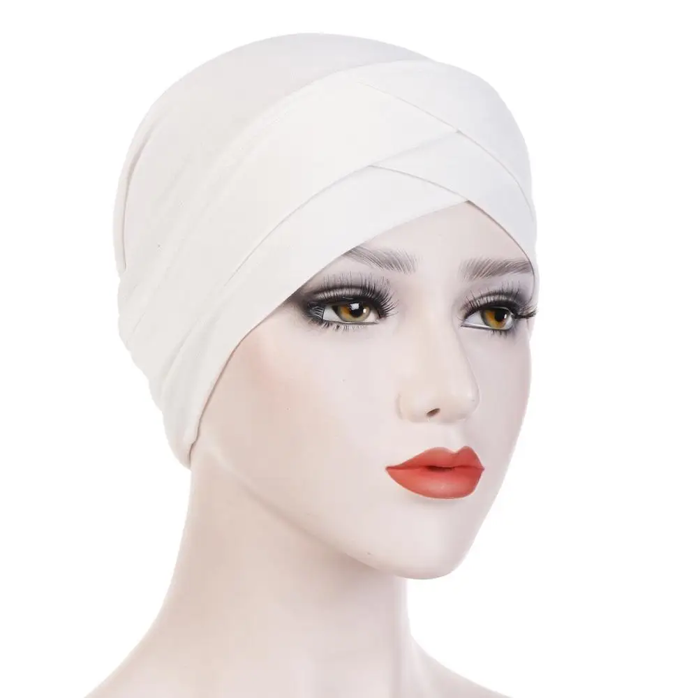 

H1108 high quality criss cross muslim hijab hats pull on islamic scarf turban hijab full headcover women headwrap ramadan gifts