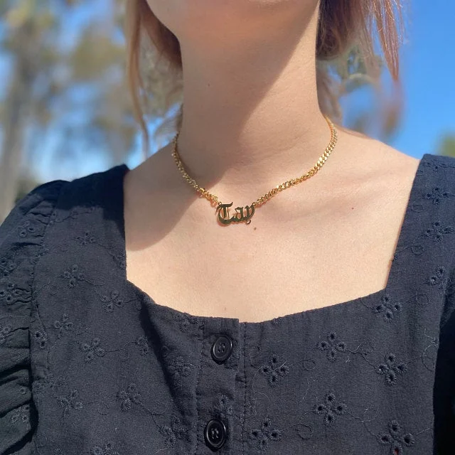 Ожерелье с именем на заказ Старое Английское ожерелье из нержавеющей стали для