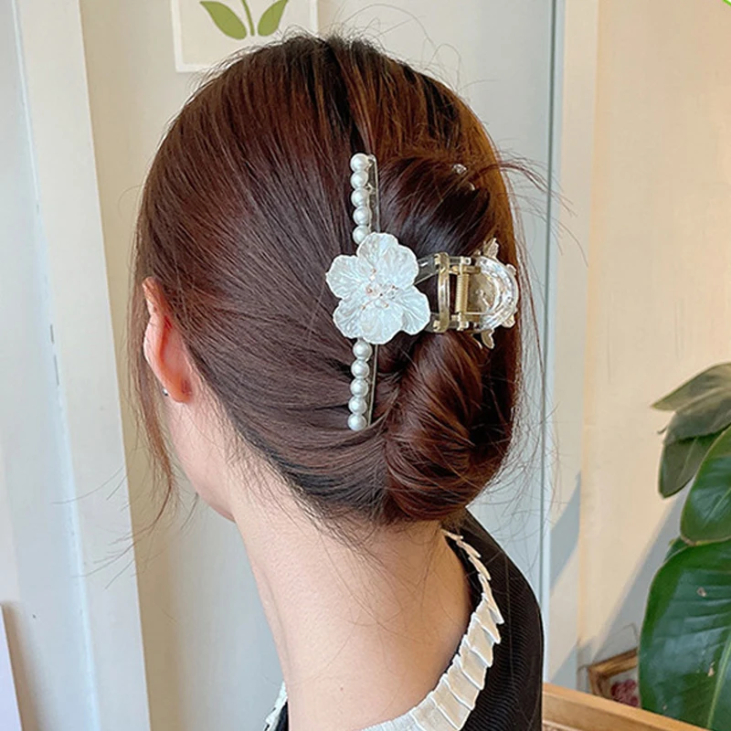 

2021 Hair accessory flower Large Hair Claws Elegant Acrylic Hairpins Barrette Crab Ladies HairClips Headwear Women Girls Korea