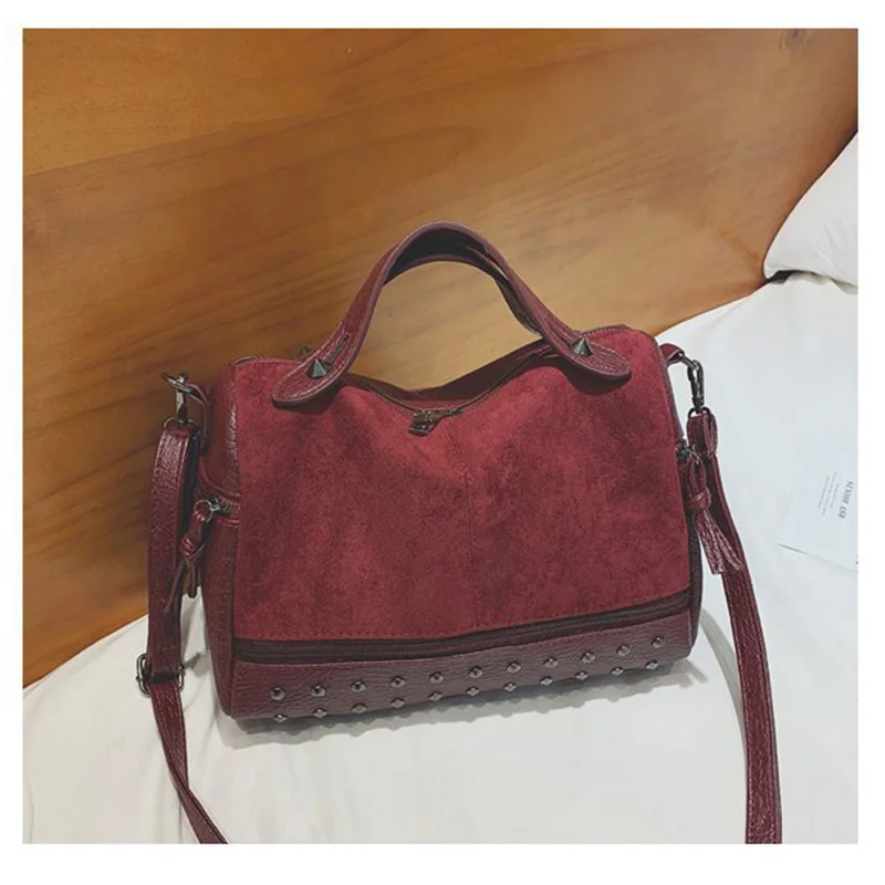 Новая Ретро ПУ сумка на плечо заклепки матовая Кроссбоди Сумка скраб локомотив