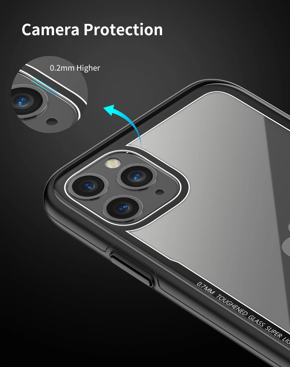 Роскошный чехол для телефона RAXFLY iPhone 11 Pro Max 7 8 Plus прозрачный из закаленного стекла