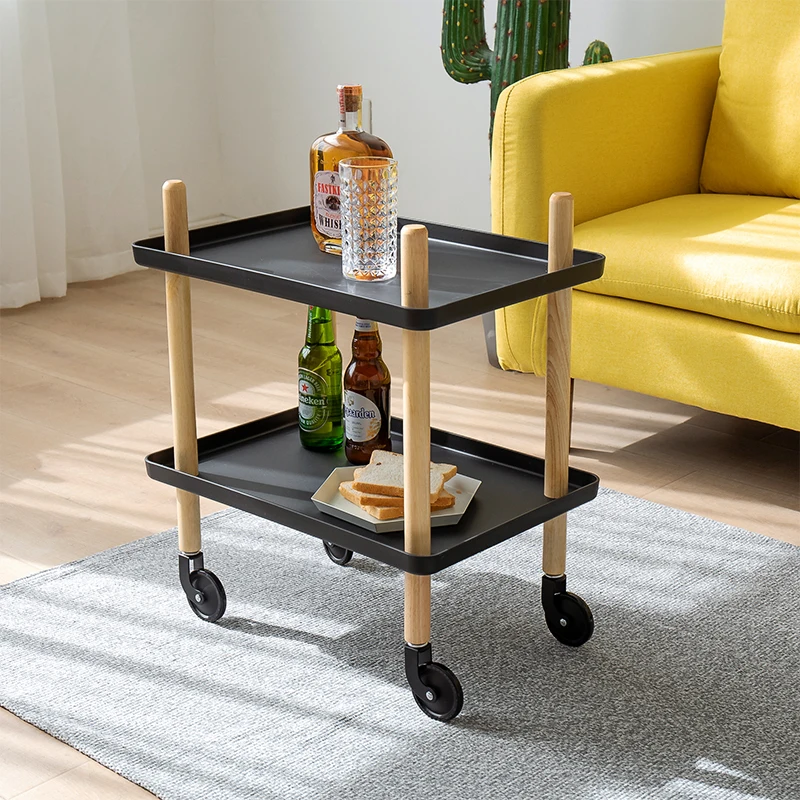 Скандинавская тележка для отеля домашняя многофункциональная из массива дерева