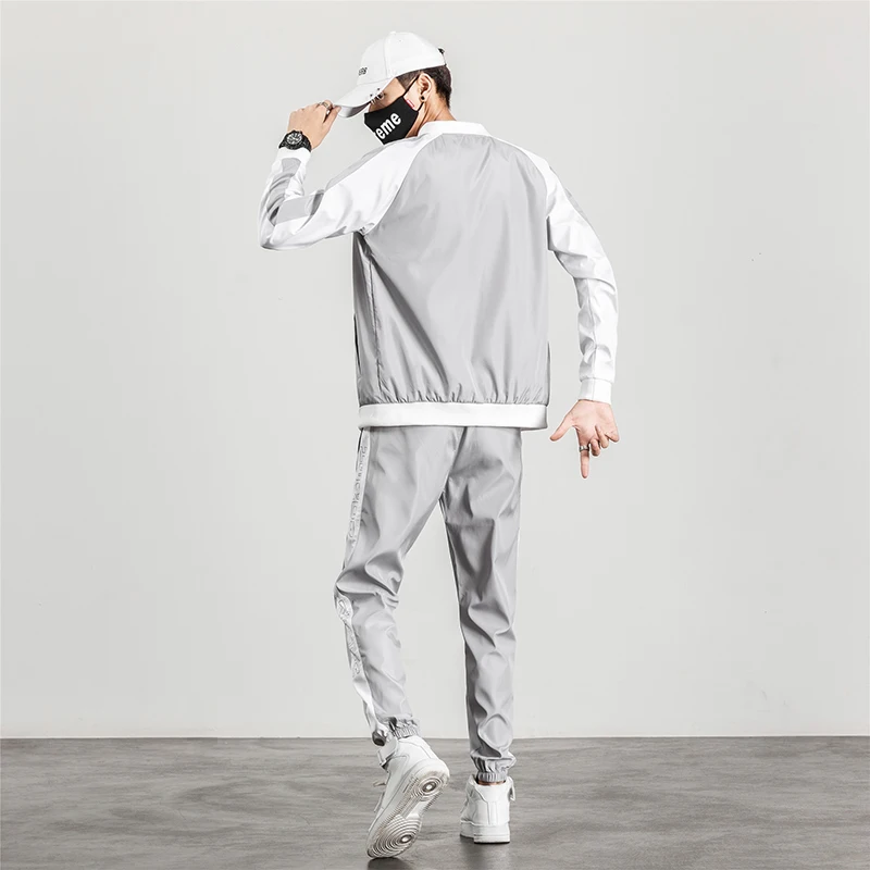 

SingleRoad Mens Tracksuit Men Sets 2020 Winter Side Striped Black Coat Full Tracksuit Japanese Streetwear Hip Hop Sweat Suit Set