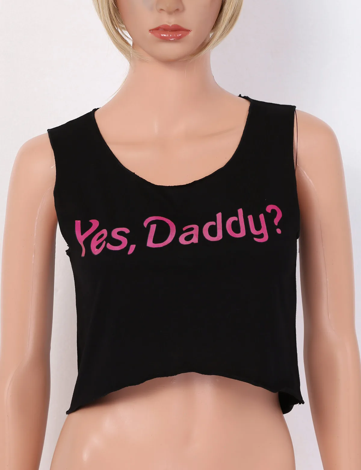 Сексуальный женский летний укороченный топ с надписью Yes Daddy майка без рукавов