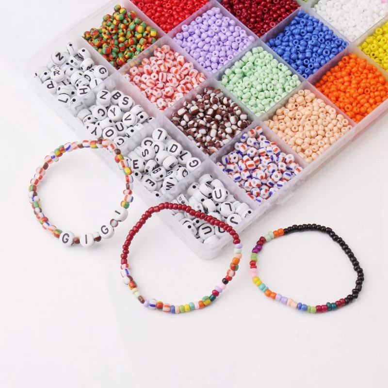 

10000Pcs Glass Beads Letter Beads,Small Pony Stripe DIY Beads Assorted Kit for DIY Jewelry Making, Beading, Crafting