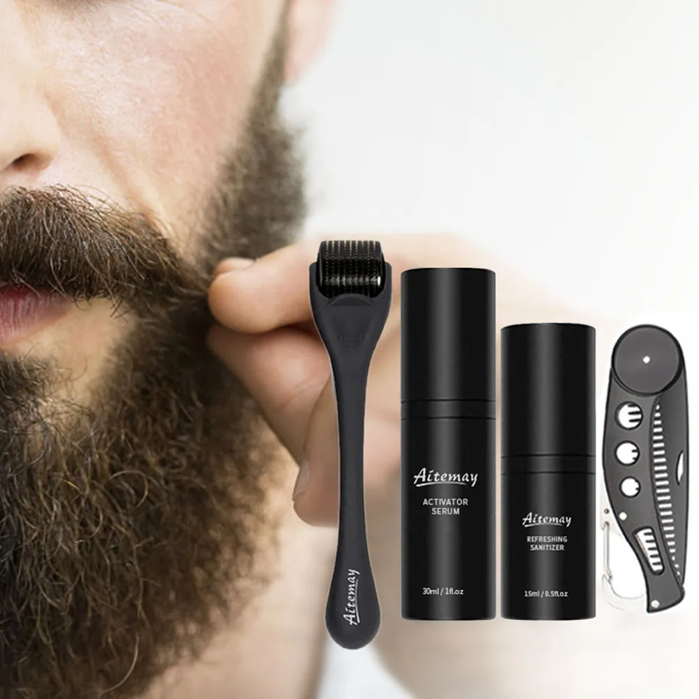 

Beard Growth Kit Hair Growth Enhancer Thicker Oil Nourishing Leave-in Conditioner Beard Grow Set with Beard Growth roller