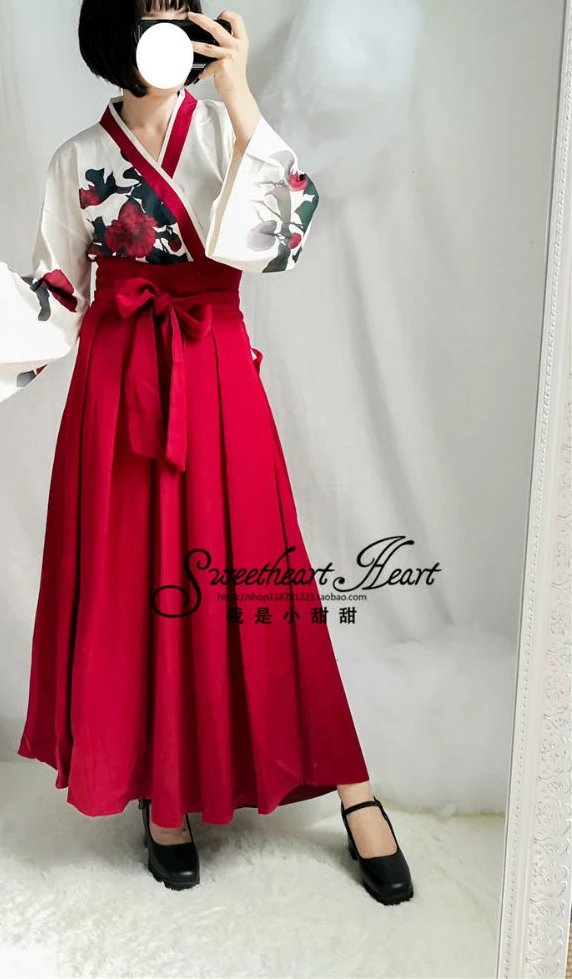 kimono long dress Японские Женские кимоно кардиган бандажные кимоно для верховой езды пальто юката большой рукав ветер Высокая талия Blet платья Косплей костюмы - Цвет: kimono long dress