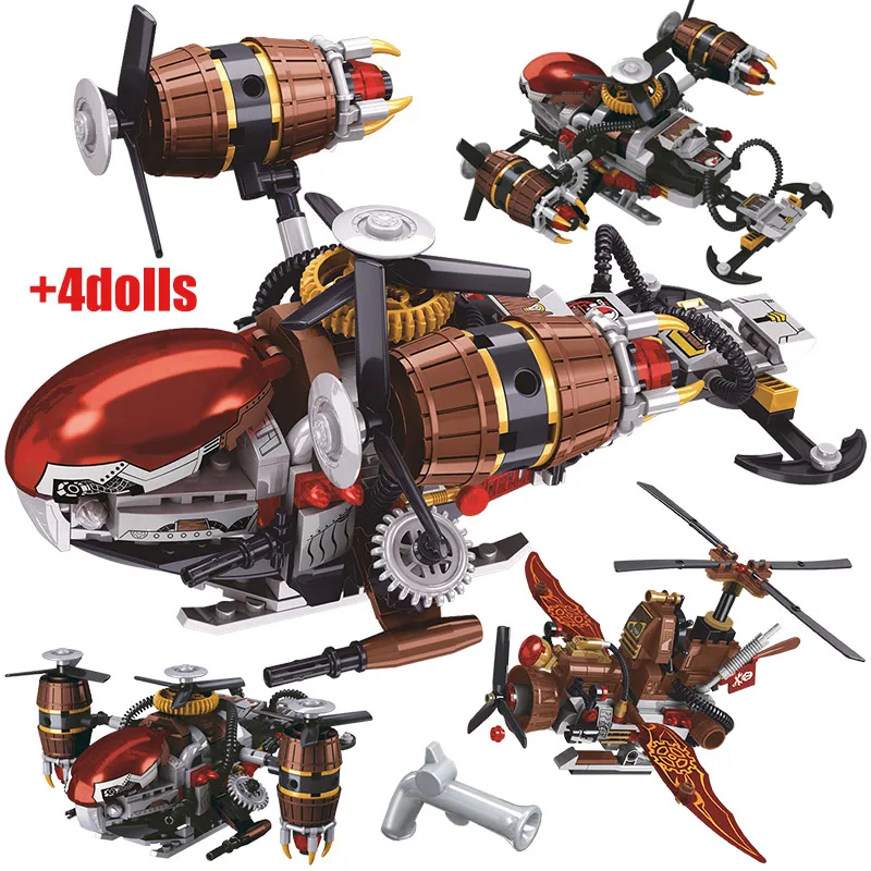 Городской стиль пиратский вертолет Кит воздушный корабль модель строительные