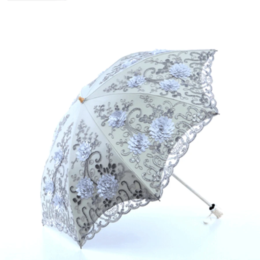 Кружевной прозрачный ветрозащитный зонтик для дождливой погоды женские