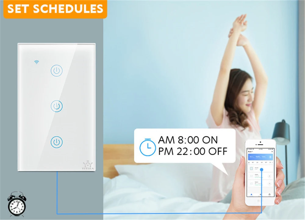 

Smart Light Switch,US Standard Wifi Wall Switch,Smart Phone Remote Temper, No Hub Required, Compatible With Alexa GoogleHome