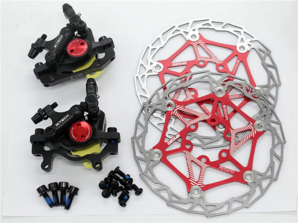 HB100 DECKAS RED Zoom HB-100 MTB велосипедный тормоз HB100 велосипедные тормоза суппорт w роторы запчасти для велосипеда гидравлический поршень двухсторонний диск Диаметр 160 мм - Цвет: HB100 DECKAS RED