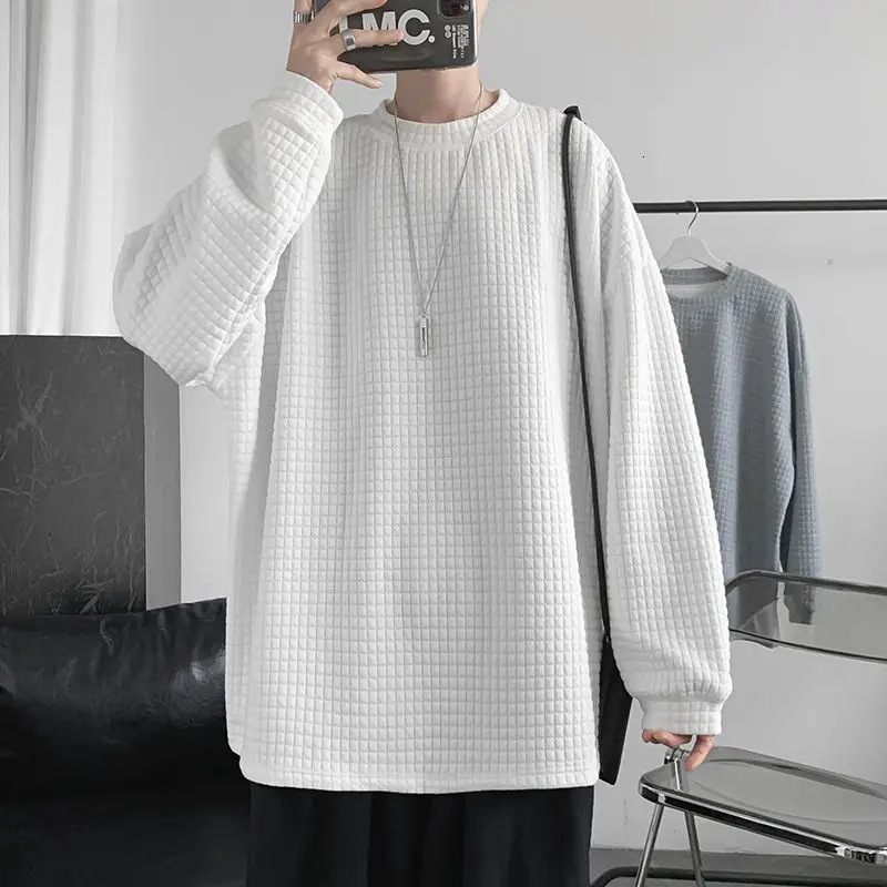 

Men's Fashion Retro Casual O-neck Sweatshirt Men Streetwear Korean Loose Hip-hop Pullover Hoodies Mens M-2XLSpring Plaid Hoodie