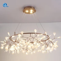 romantic firefly led chandelier light stylish tree branchround metal dining room restaurant ceiling spotlight chandelier