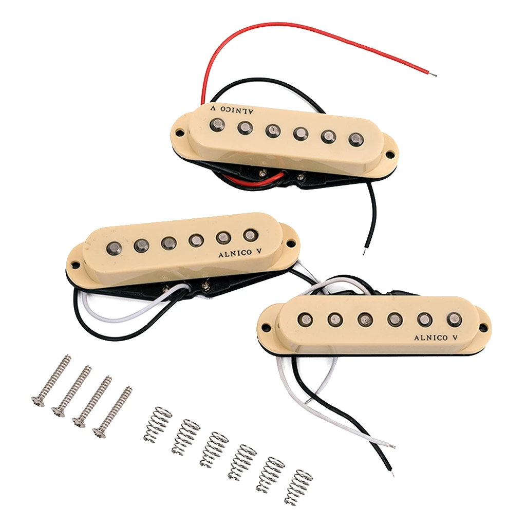 

Alnico V Guitar Pickup Single Coil Humbucker Pickups Neck Middle Bridge Set for ST Beige