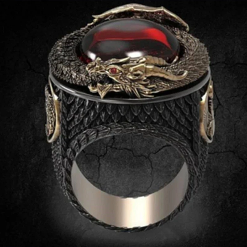 

Vintage Men Rings Domineering Dragon Design Creative Jewelry Anniversary Birthday Gift Rings For Men Accessories
