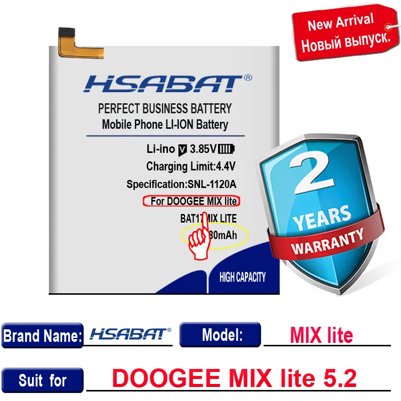 Топ-бренд 100% новый аккумулятор 3680 мАч для батарей DOOGEE MIX lite + Бесплатный gfit - купить