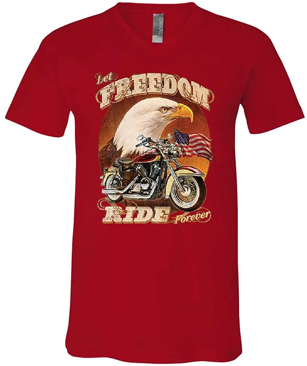 Футболка с v-образным вырезом Let Freedom Ride Forever Байкерская футболка американским