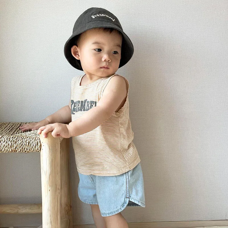 

MILANCEL 2021 Summer Baby Clothes Cotton Boy Vest Sleeveless T-shirt Casual Newborn Tees Baby Girl Clothes