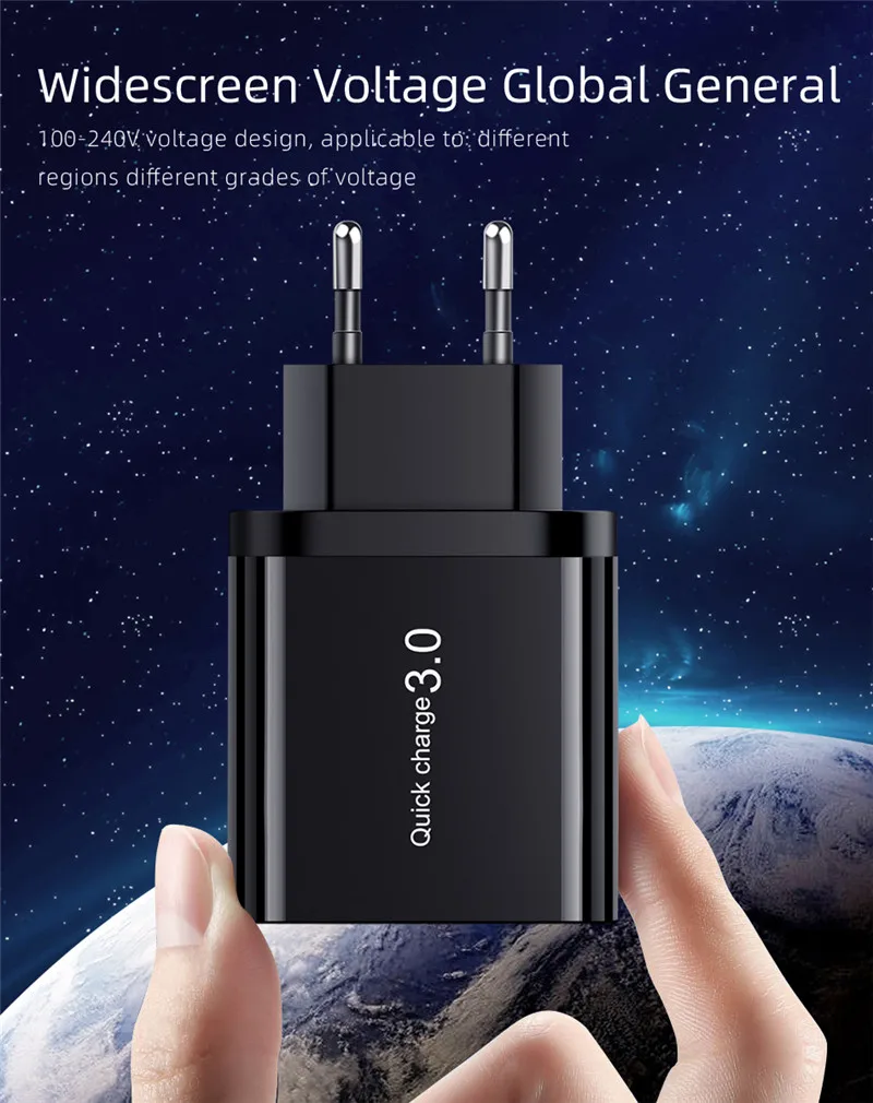 18 Вт Быстрая зарядка 3,0 USB зарядное устройство 3 порта QC3.0 Быстрая зарядка для iPhone 11 11Pro Max samsung S10 huawei P30 настенное зарядное устройство адаптер