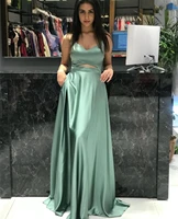 green evening dress 2021 sweetheart floor length spaghetti strap women formal party gowns backless elegant sexy open waist