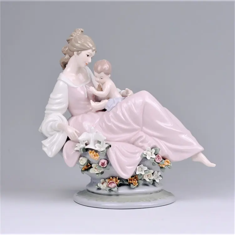 

MOTHER'S DAY HAND-PAINTED CERAMIC MOTHER AND SON SPAIN ELEGANT CERAMIC FIGURE ORNAMENTS DECORATIONS