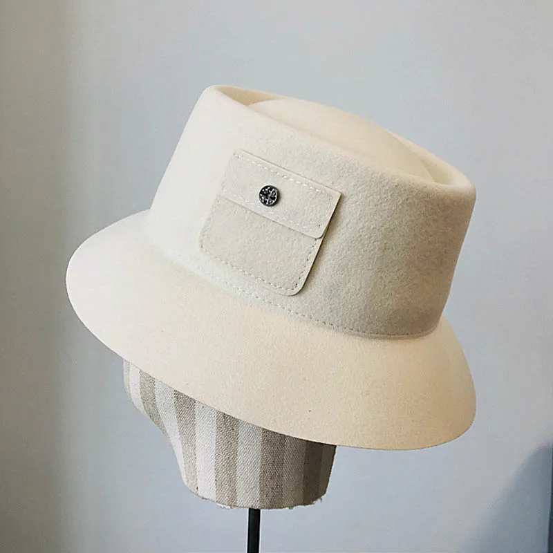 Fibonacci 2020 новые вогнутые верх шерстяные фетровые шляпы для женщин Ретро Панама