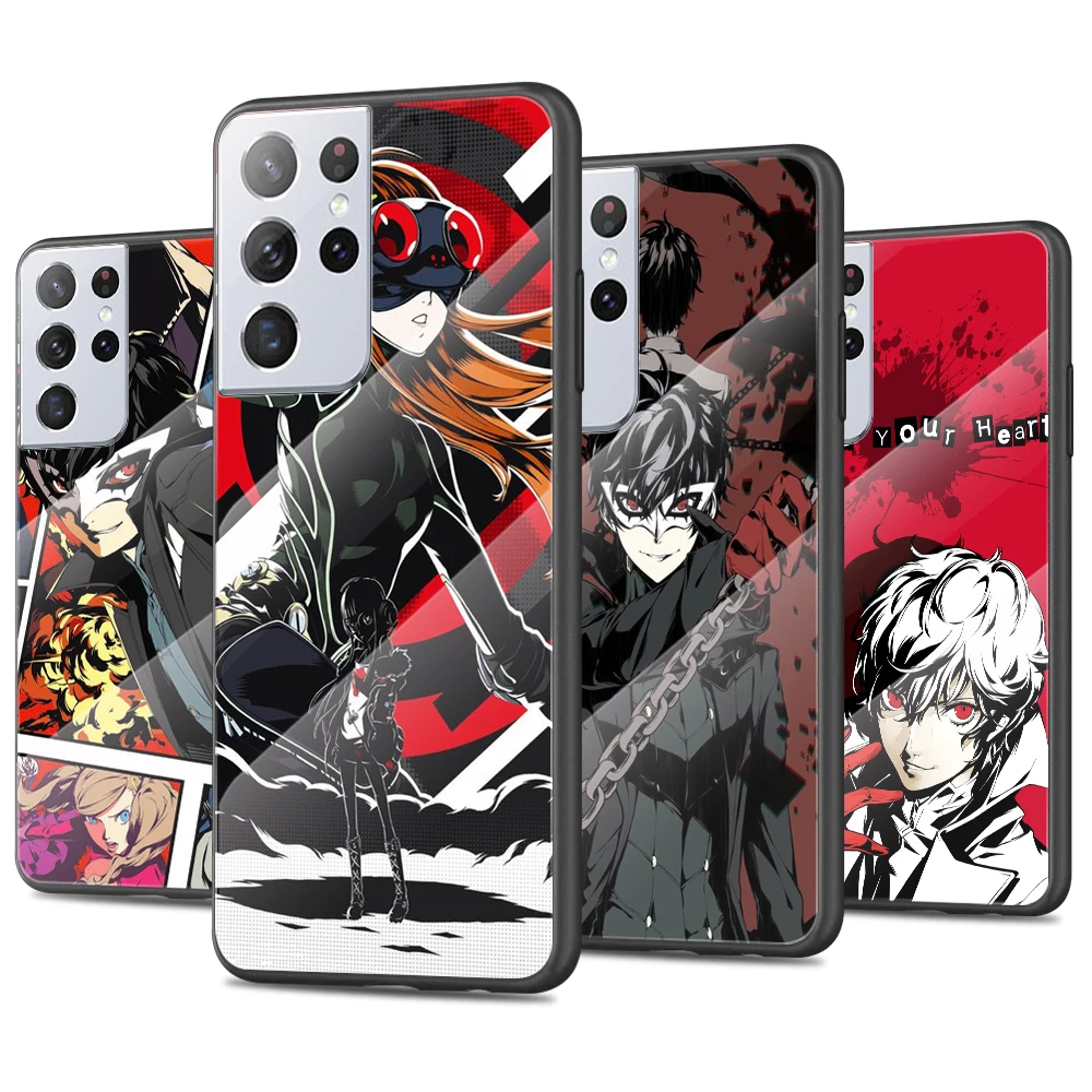 

Persona 5 Pattern Tempered Glass Cover For Samsung Galaxy S21 Plus Ultra M21 M31 M51 A52 A72 Phone Case Coque