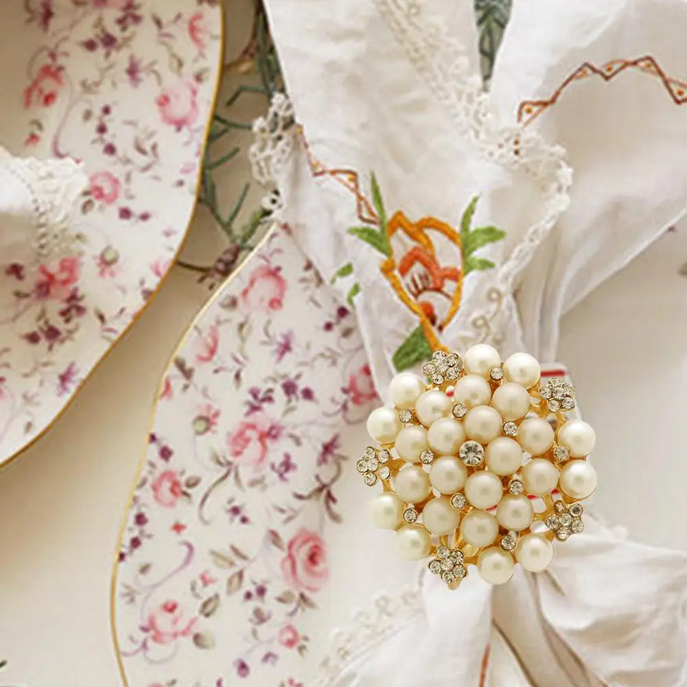 New Reusable Napkin Ring Metal Buckle Holder Alloy Pearl For Wedding Hotel Dinning Table Decoration | Дом и сад