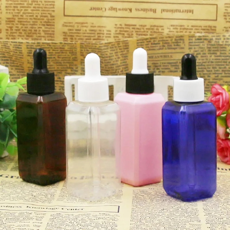 PET Plastic Dropper Bottle Square Serum Perfume Cosmetic Container Refillable 50ML Essential Oil | Красота и здоровье